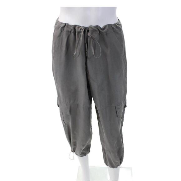 Theory Womens Silk Drawstring Buttoned Cropped Cargo Pocketed Pants Size 4 1749 - Picture 1 of 13
